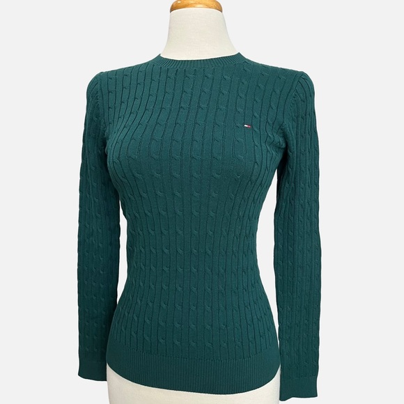 Tommy Hilfiger Sweaters - NWT Tommy Hilfiger Cable Knit Sweater Cypress Green 100% Cotton XS-S
